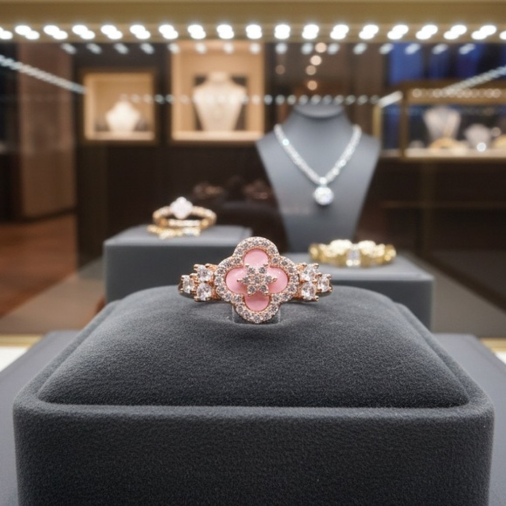 🌸CHAMBERY JEWELRY Pink Sakura Rose Gold 18.kt plating, adjustable size 🌸